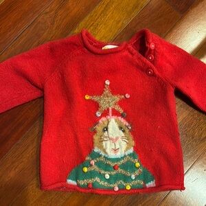 Festive Red Christmas Sweater with Cat Design